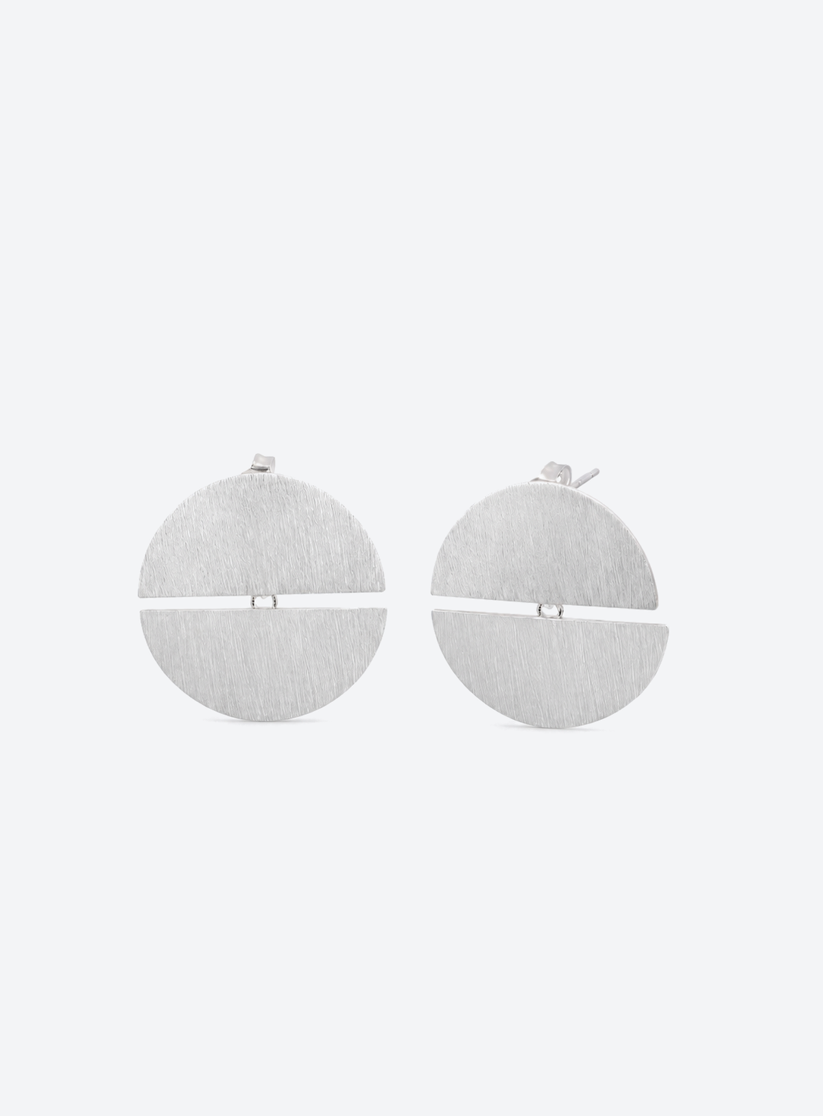 Pair of round earrings on a white background (Silver)