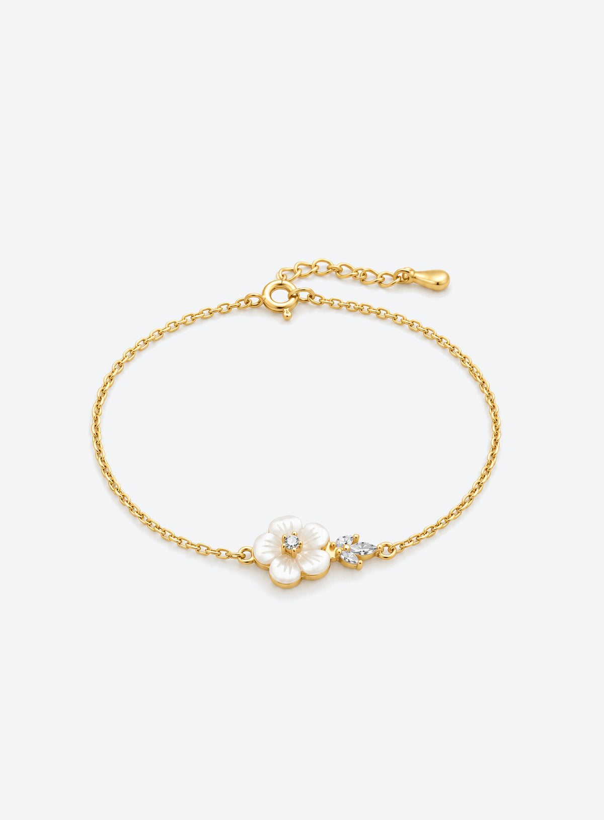 Sterling Silver Mother of Pearl Flower Bracelet