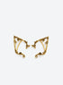 Gold-color mirrored pair of elf-inspired ear cuffs with flower, leaf, and vine details.