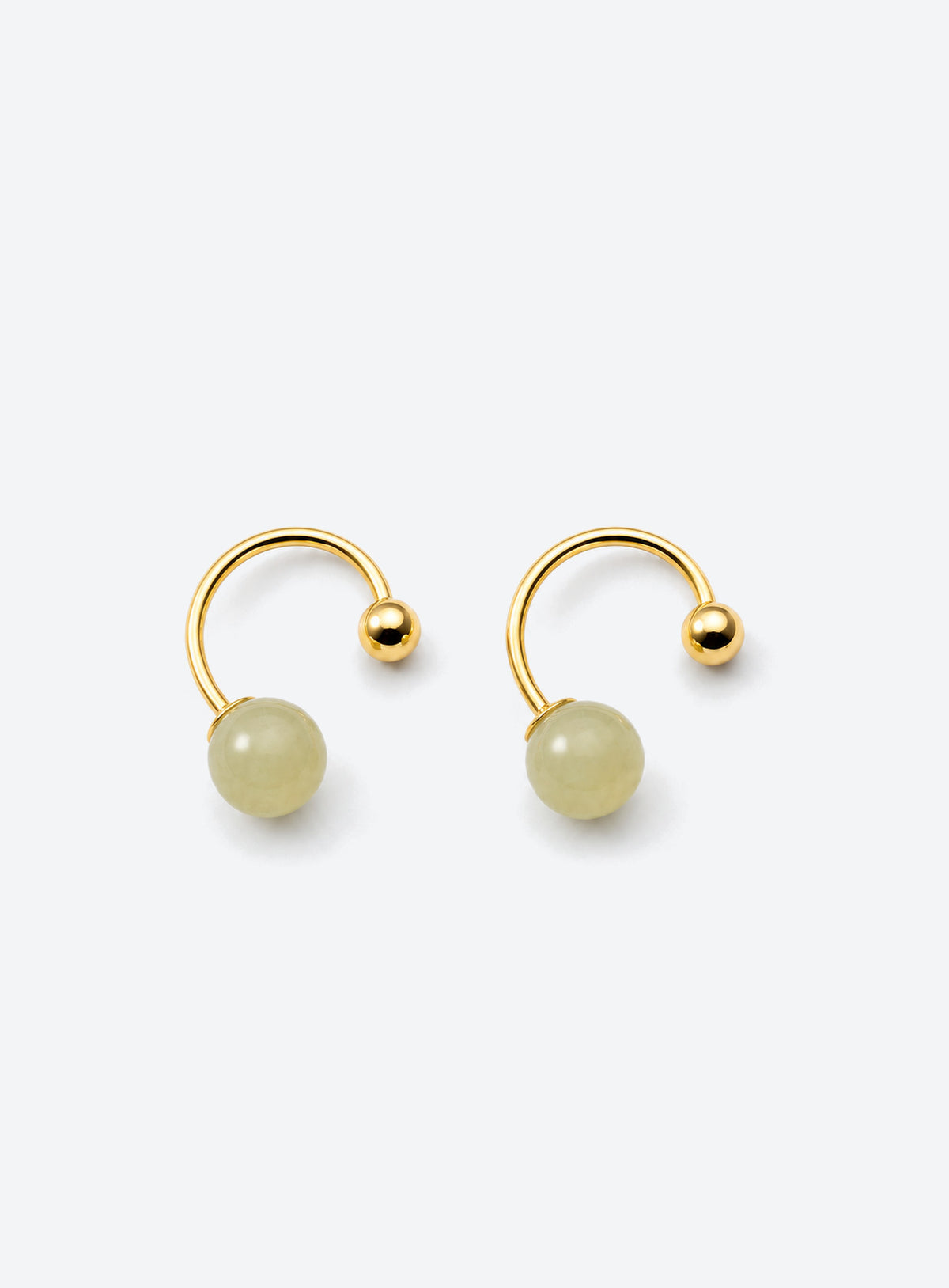 Jade Bead Open Hoop Earrings