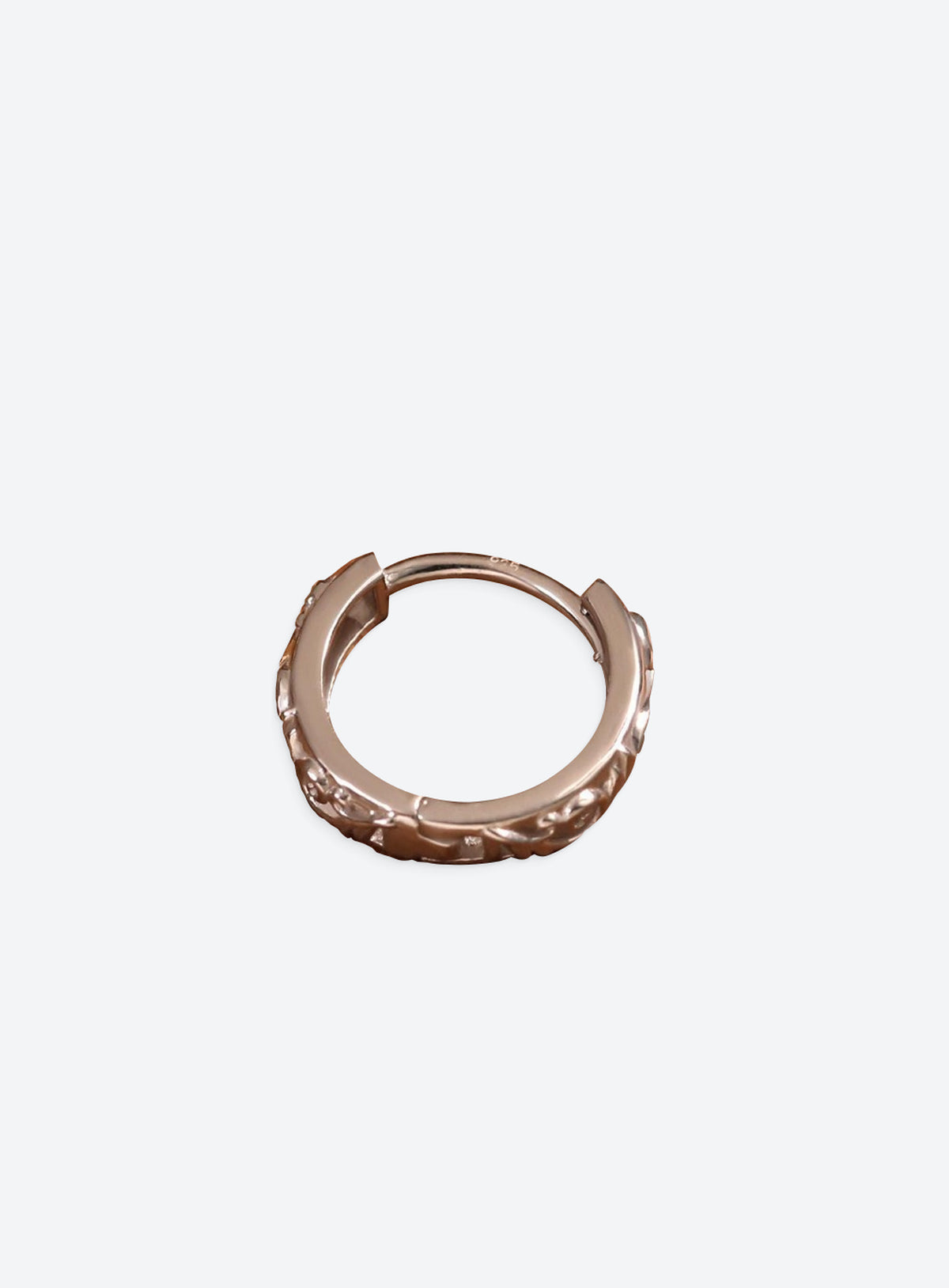 Floral openwork hoop earrings with a hinged clicker closure (Silver)