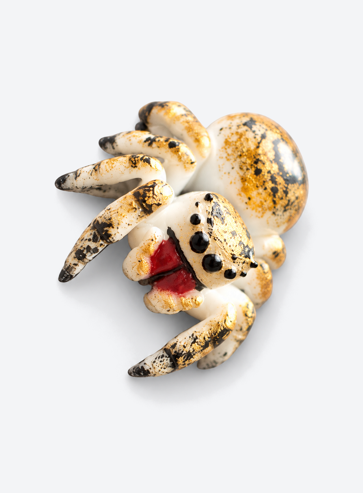 Golden Heart black white and gold spider hair clip