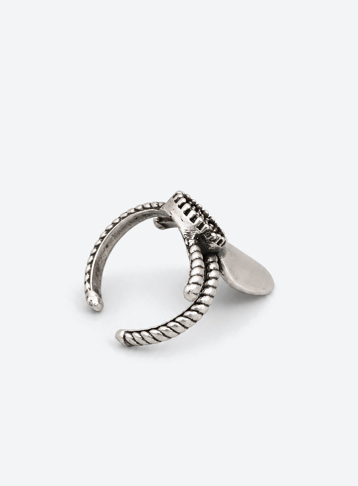 Silver-tone gothic nail ring with an adjustable band and decorative front (Circle)