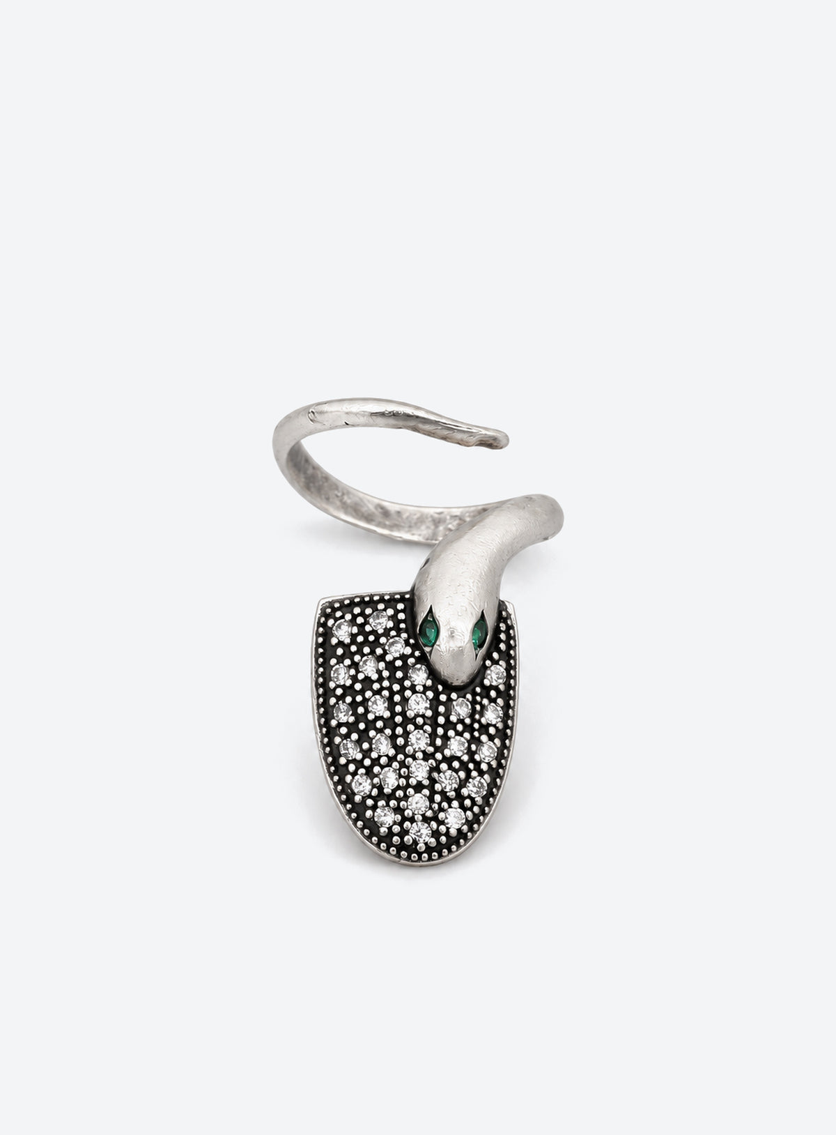 Silver-tone gothic nail ring with an adjustable band and decorative front (Snake)