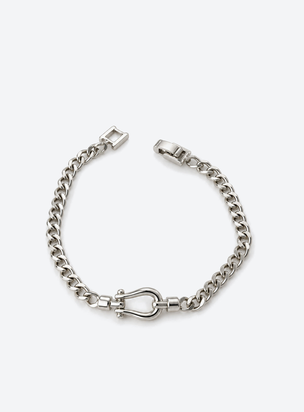 Chain bracelet with a horseshoe-shaped clasp (Silver)