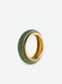 Green jade spinner ring with a gold-tone band