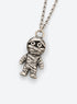Vintage silver mummy pendant necklace with bandage details