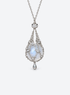 Silver tone Moonstone Cage Necklace with round moonstone sphere