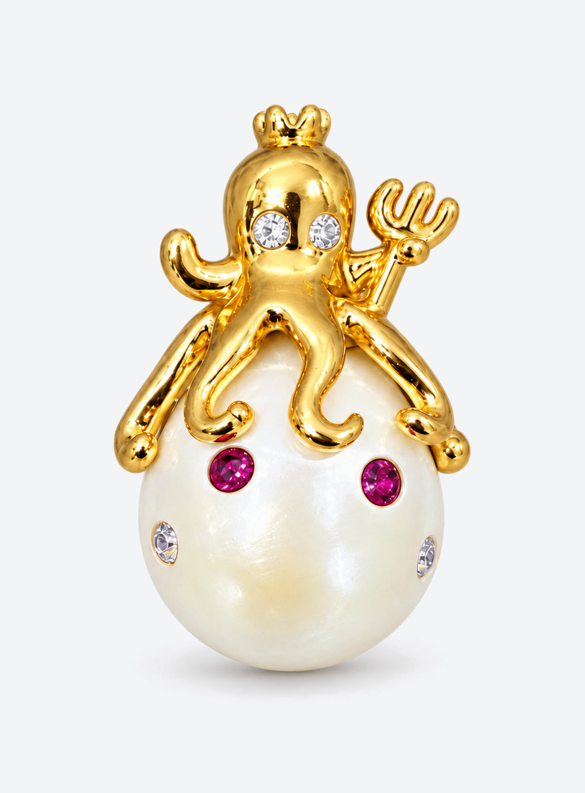 Irregular baroque pearl ghost charm with decorative character accents