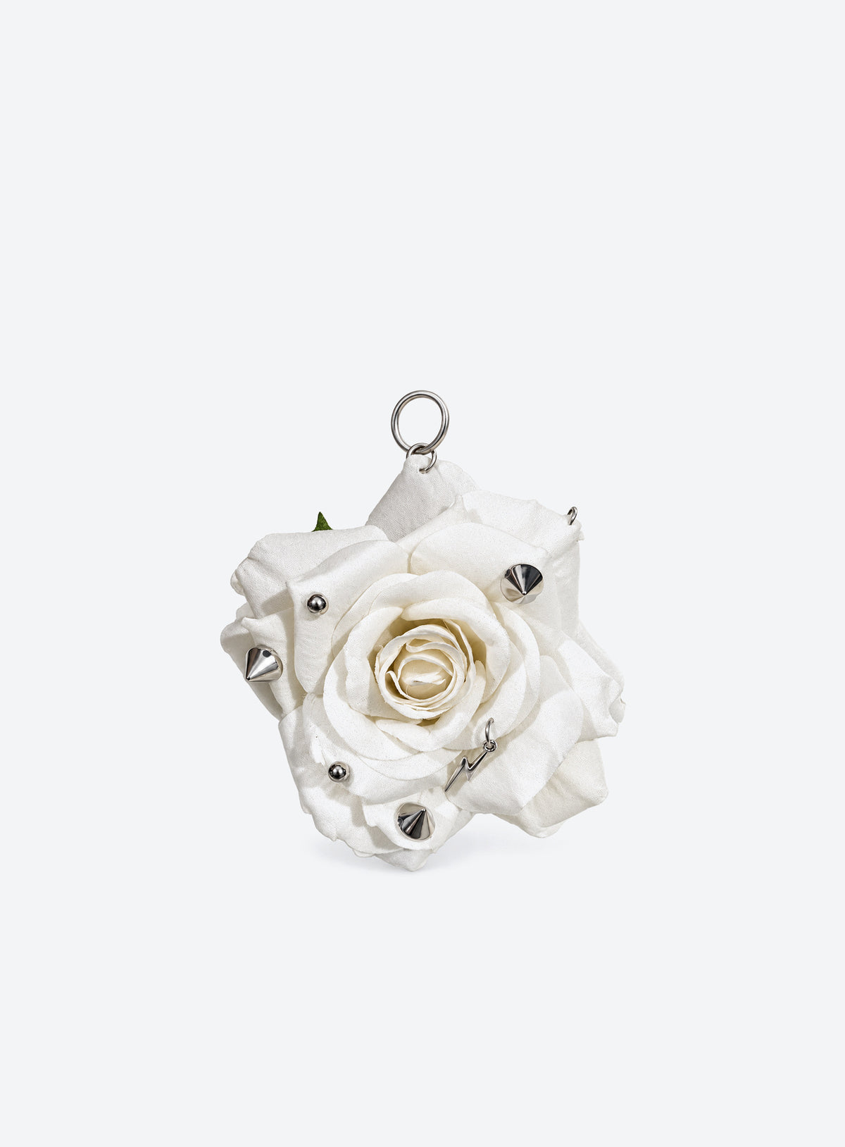 Artificial rose bag charm with layered flower petals