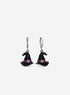 Black witch hat earrings with purple bands, square purple accents and silver-tone leverbacks