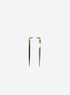 Long quill-shaped drop earrings with pale tops, dark tips, and ear wires