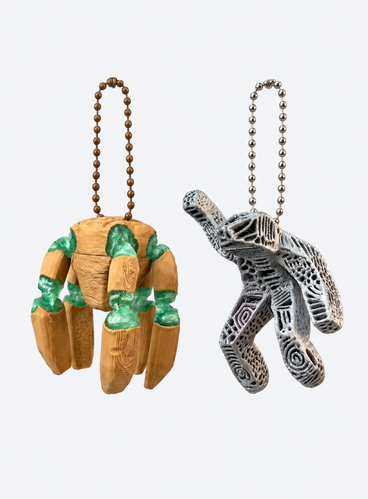 Rocky and Grace character keychain charms with bead chains (Full Set)