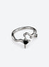 Silver-tone sculptural adjustable copper-alloy ring (Open Star)