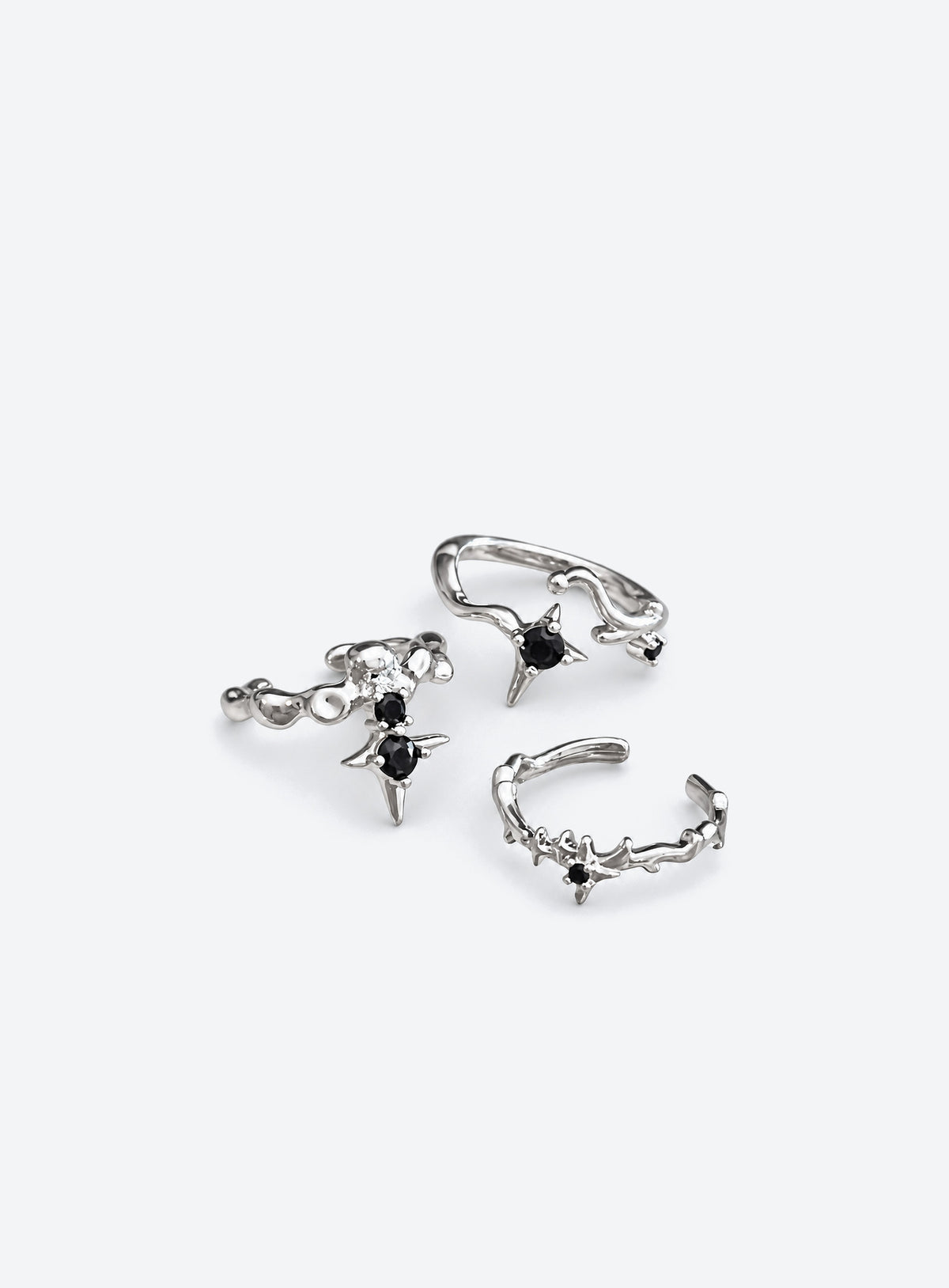 Silver-tone sculptural adjustable copper-alloy ring