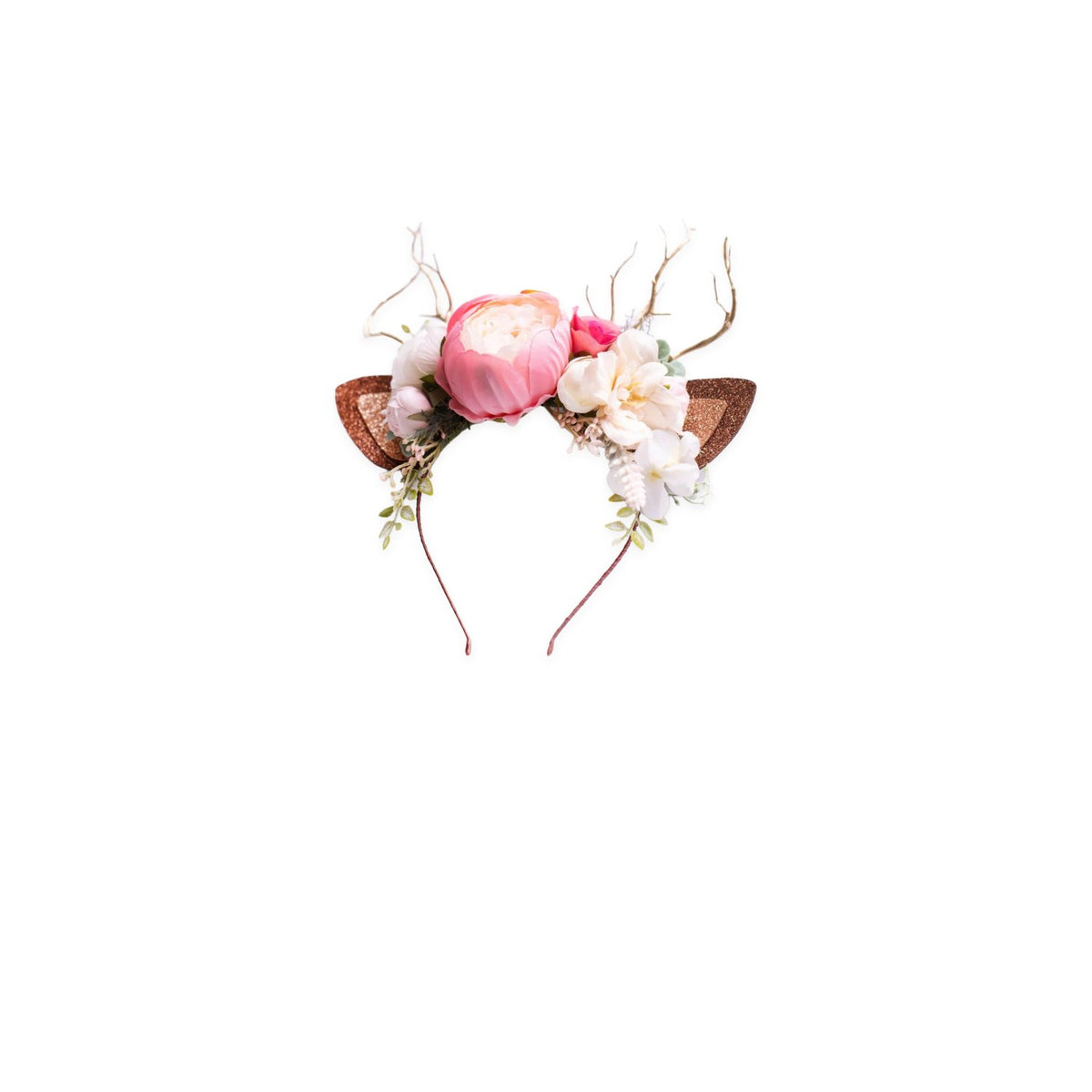 Blush Peony Christmas Reindeer Headband