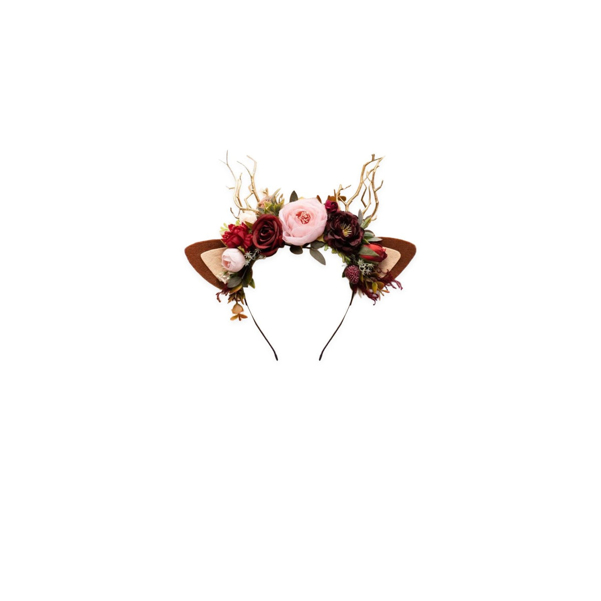 Boho Rose Christmas Reindeer Headband