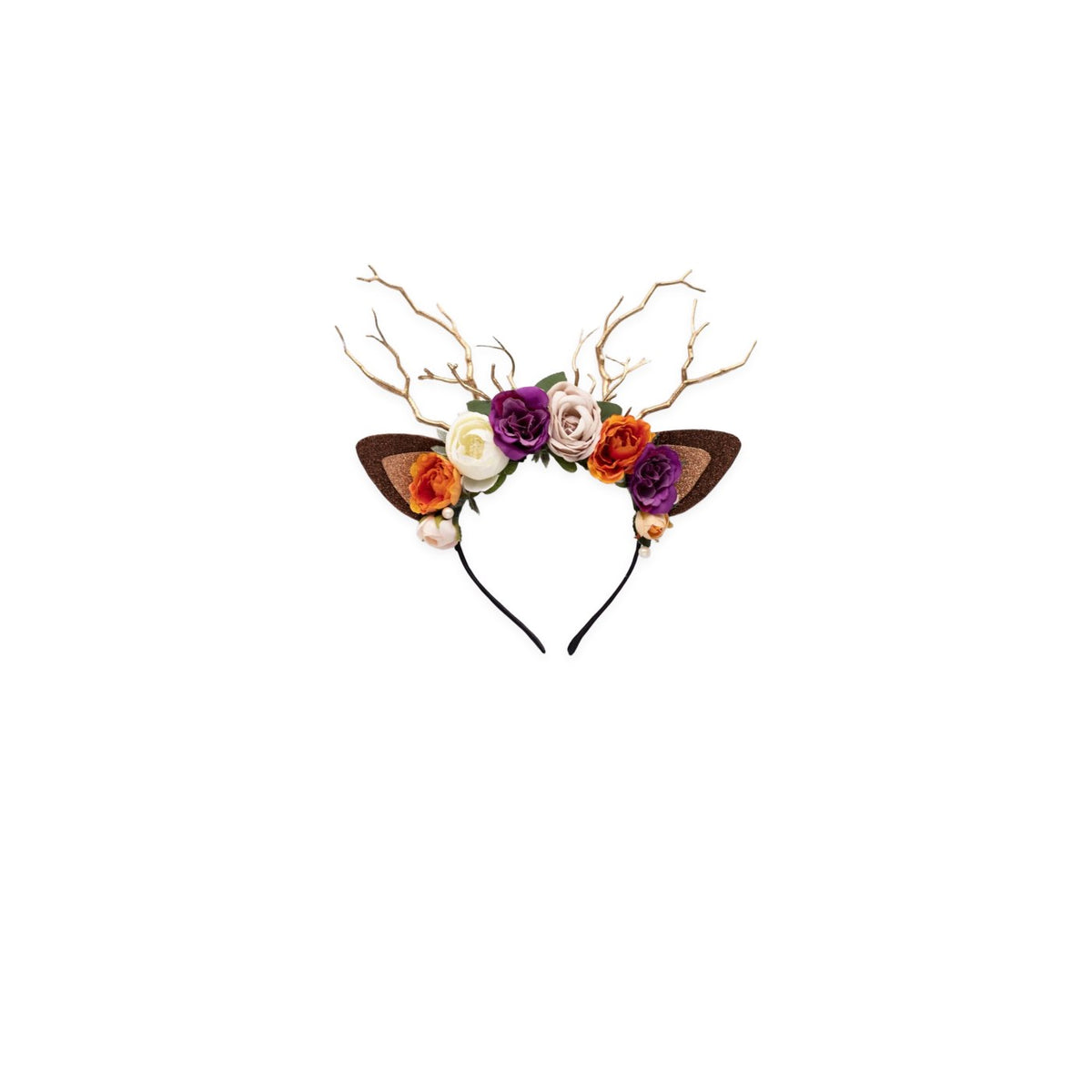 Colorful Rose Christmas Reindeer Headband