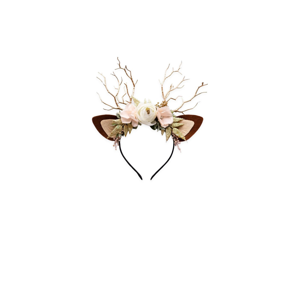 Pale Rose Christmas Reindeer Headband