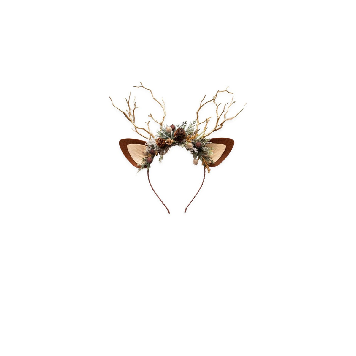 Pine Cone Christmas Reindeer Headband