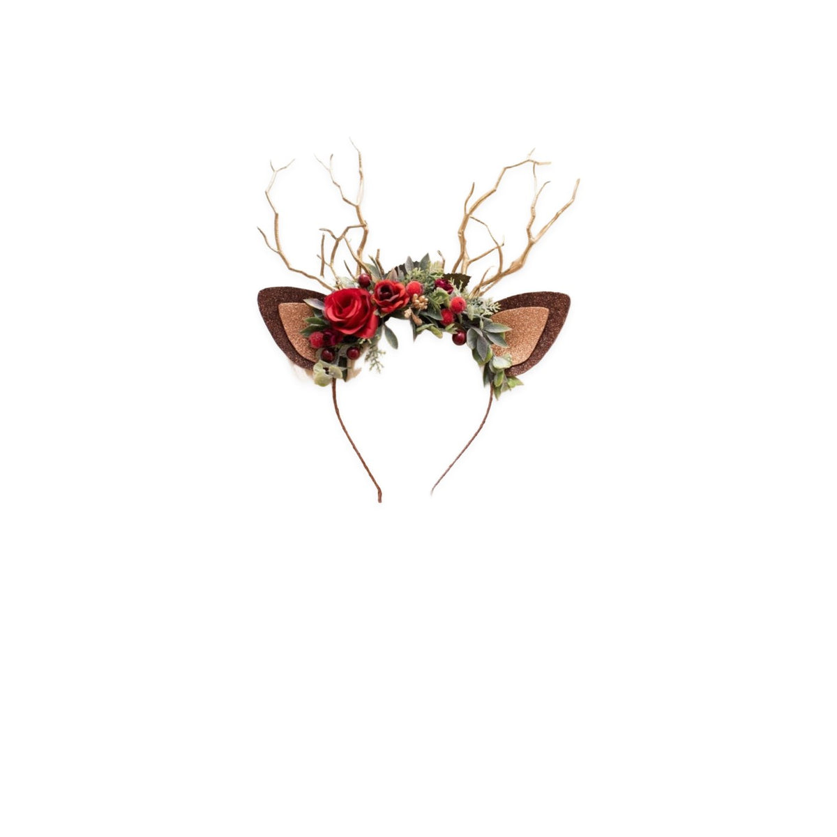 Rose Berry Christmas Reindeer Headband