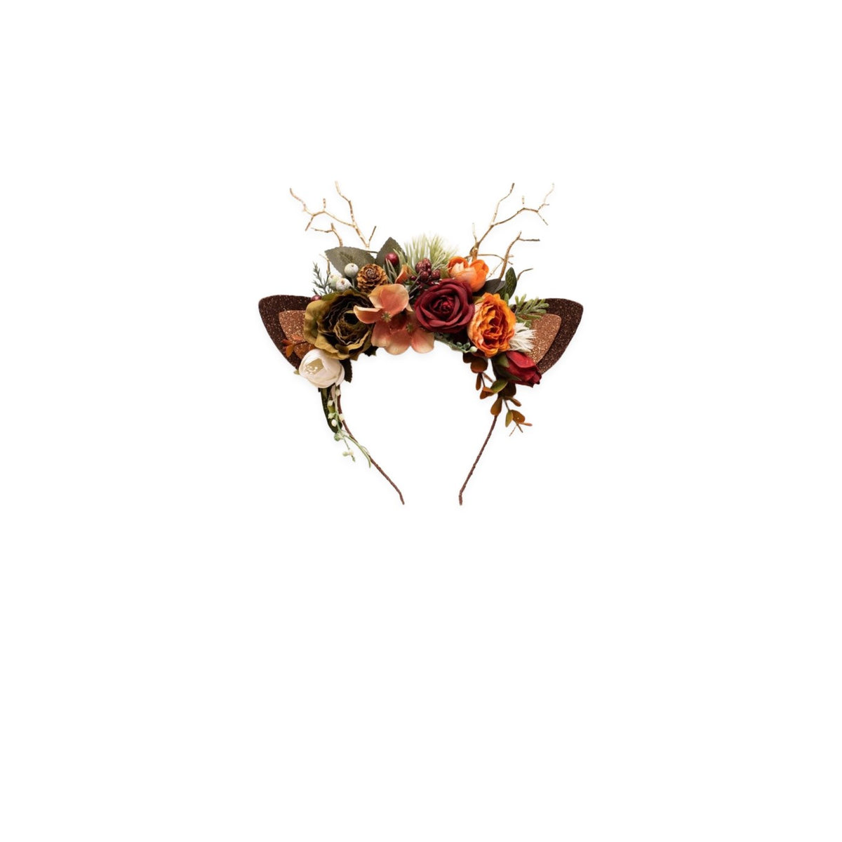 Winter Rose Christmas Reindeer Headband