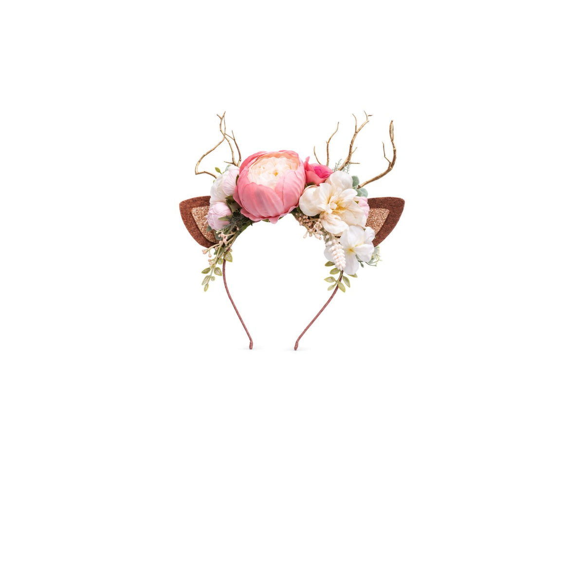 Blush Peony Christmas Reindeer Headband