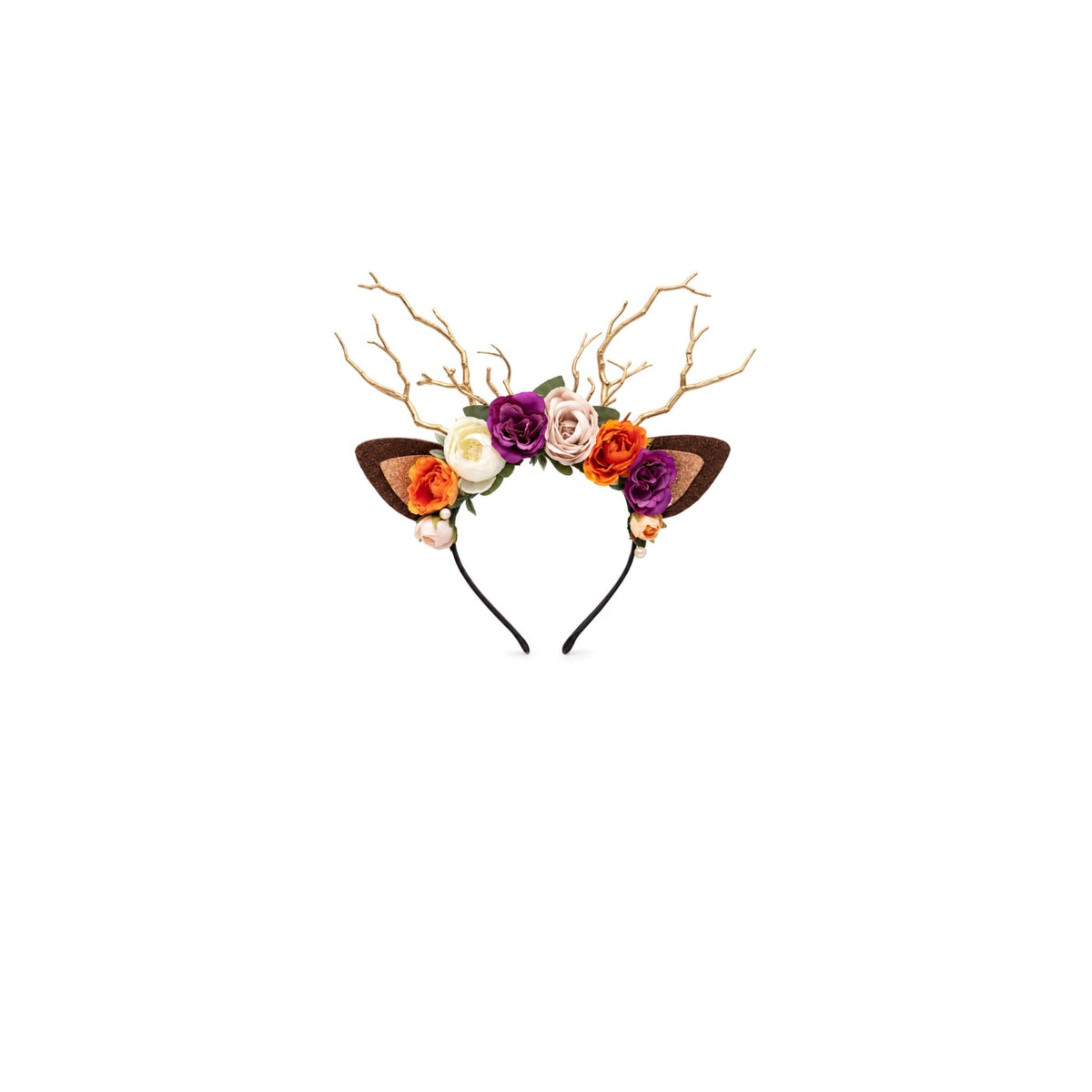 Colorful Rose Christmas Reindeer Headband