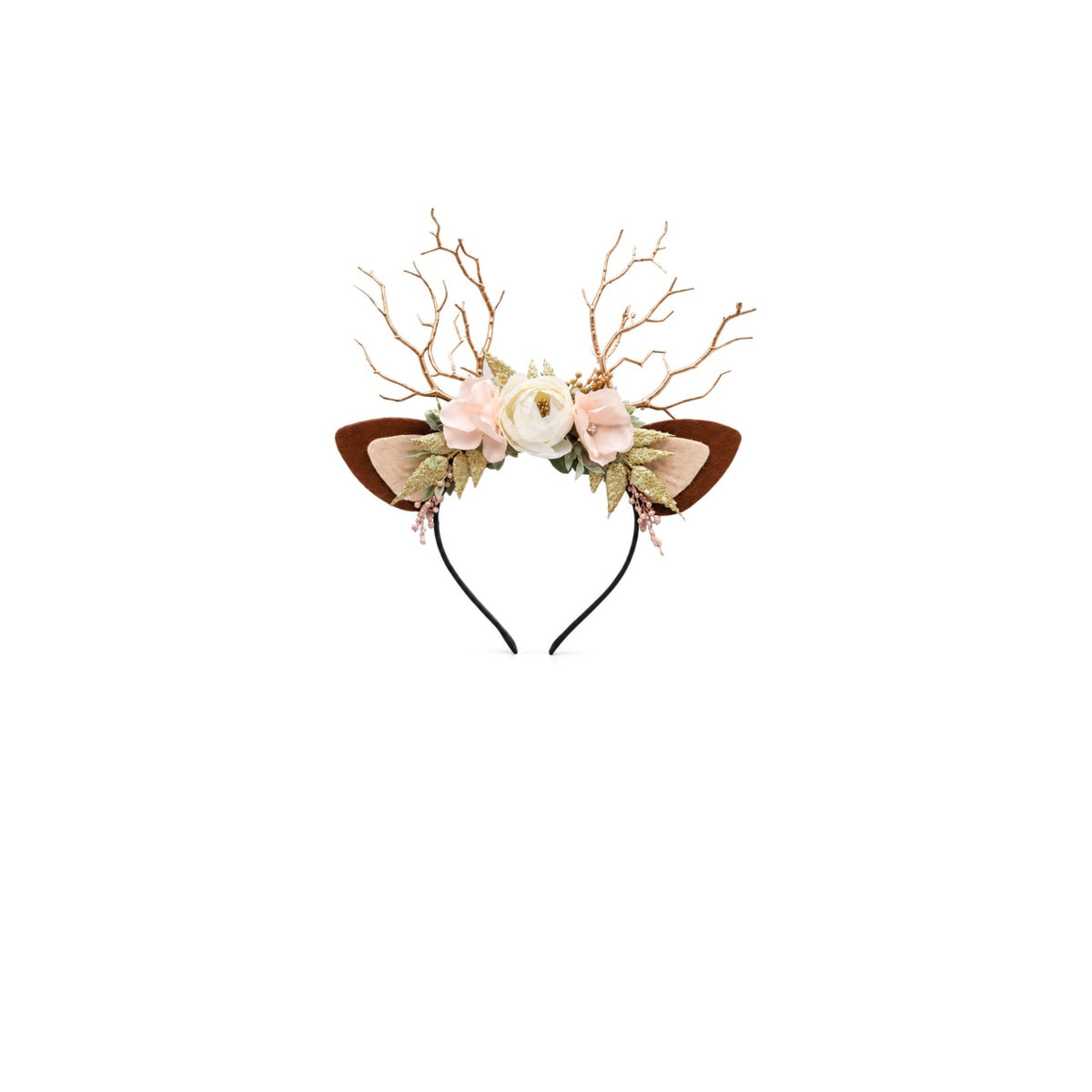 Pale Rose Christmas Reindeer Headband