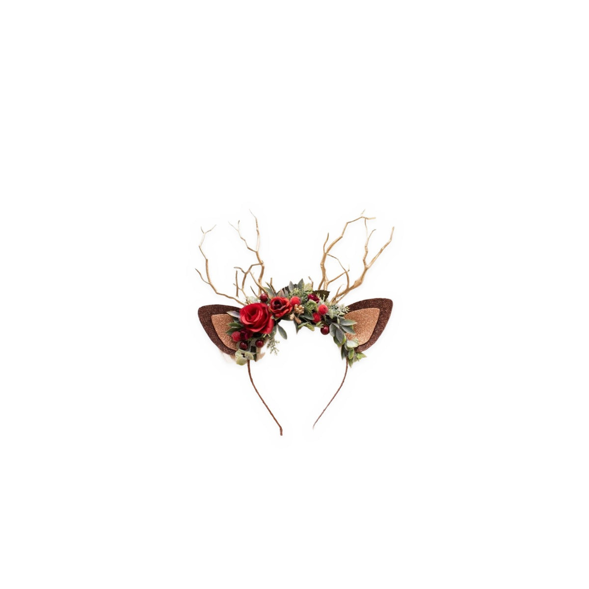 Rose Berry Christmas Reindeer Headband