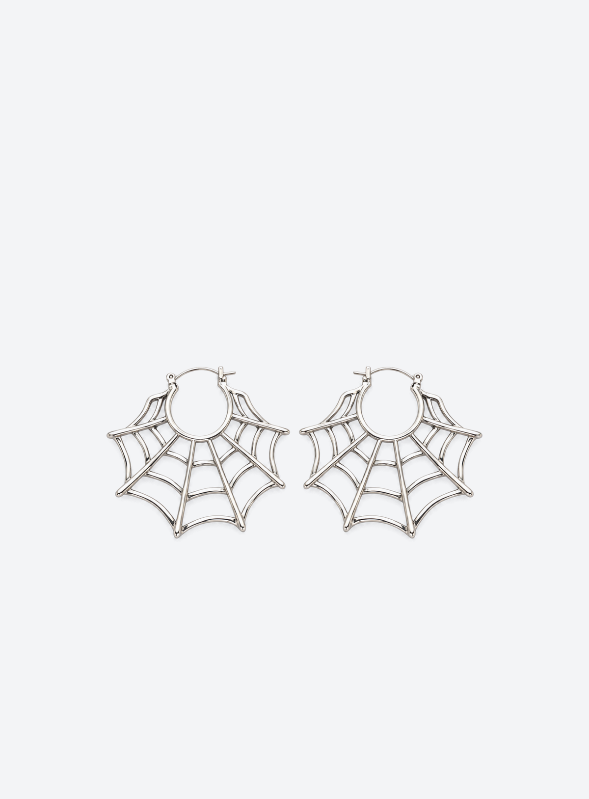 Silver Spider Web Hoop Earrings