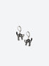 Black enamel skeleton cat earrings with silver-tone outlines and leverback hooks