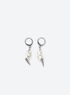 Silver-tone hoop earrings with snake vertebrae and metal spike drops