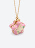Star-shaped enamel locket necklace with a gold-tone chain and raised decorative motifs (Pink)