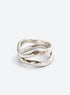 Sterling silver double wave ring with two textured bands