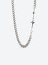 Silver-tone chain necklace with three spaced four-point starburst shapes