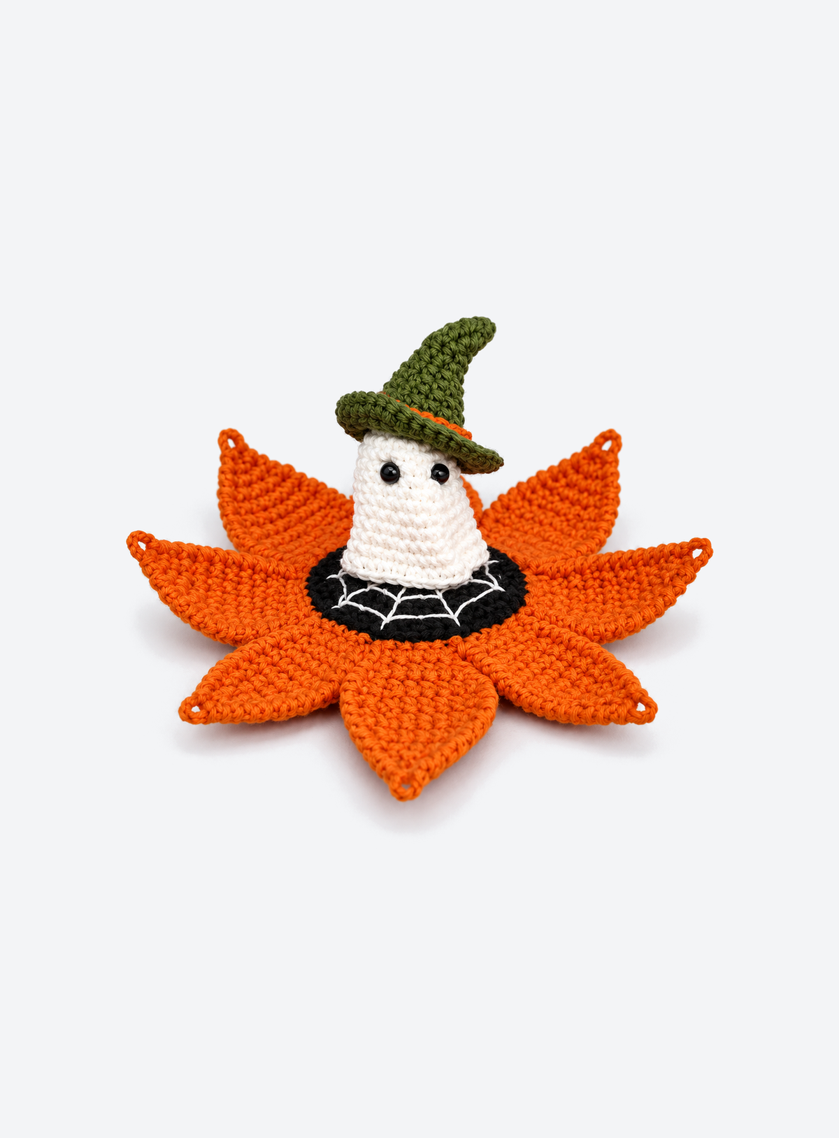 Crochet transforming pumpkin drawstring gift bag with character