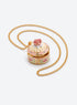 Cake-shaped locket necklace with pastel enamel decoration (Pink Rose Cake)