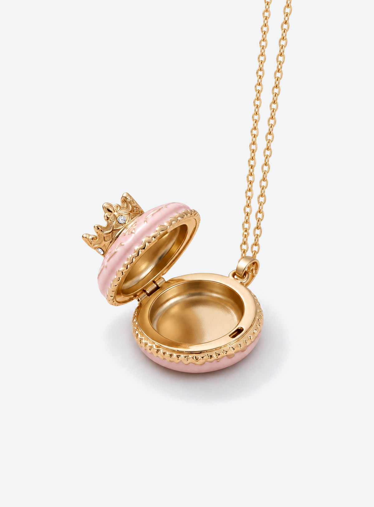Cake-shaped locket necklace with pastel enamel decoration (Crown Macarons)