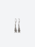 Pair of antiqued silver hanging bat leverback earrings on a light studio background