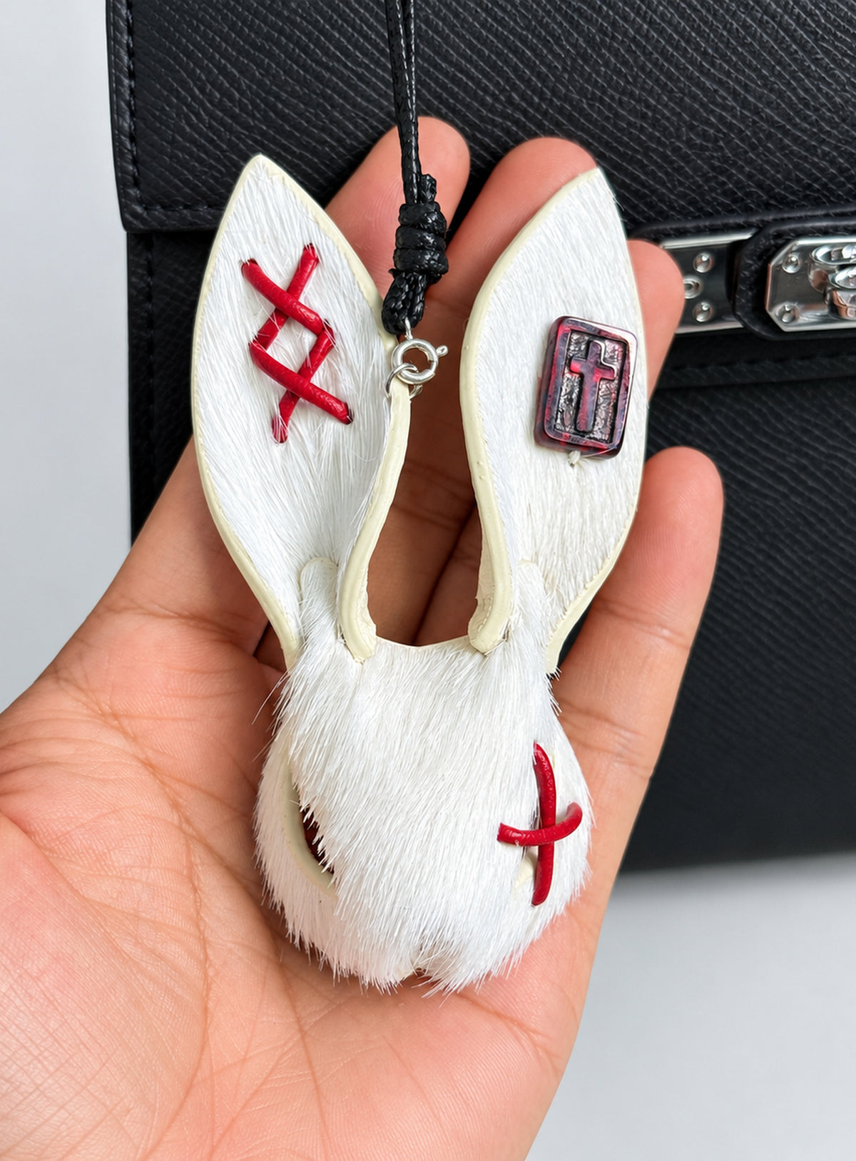 White bunny bag charm