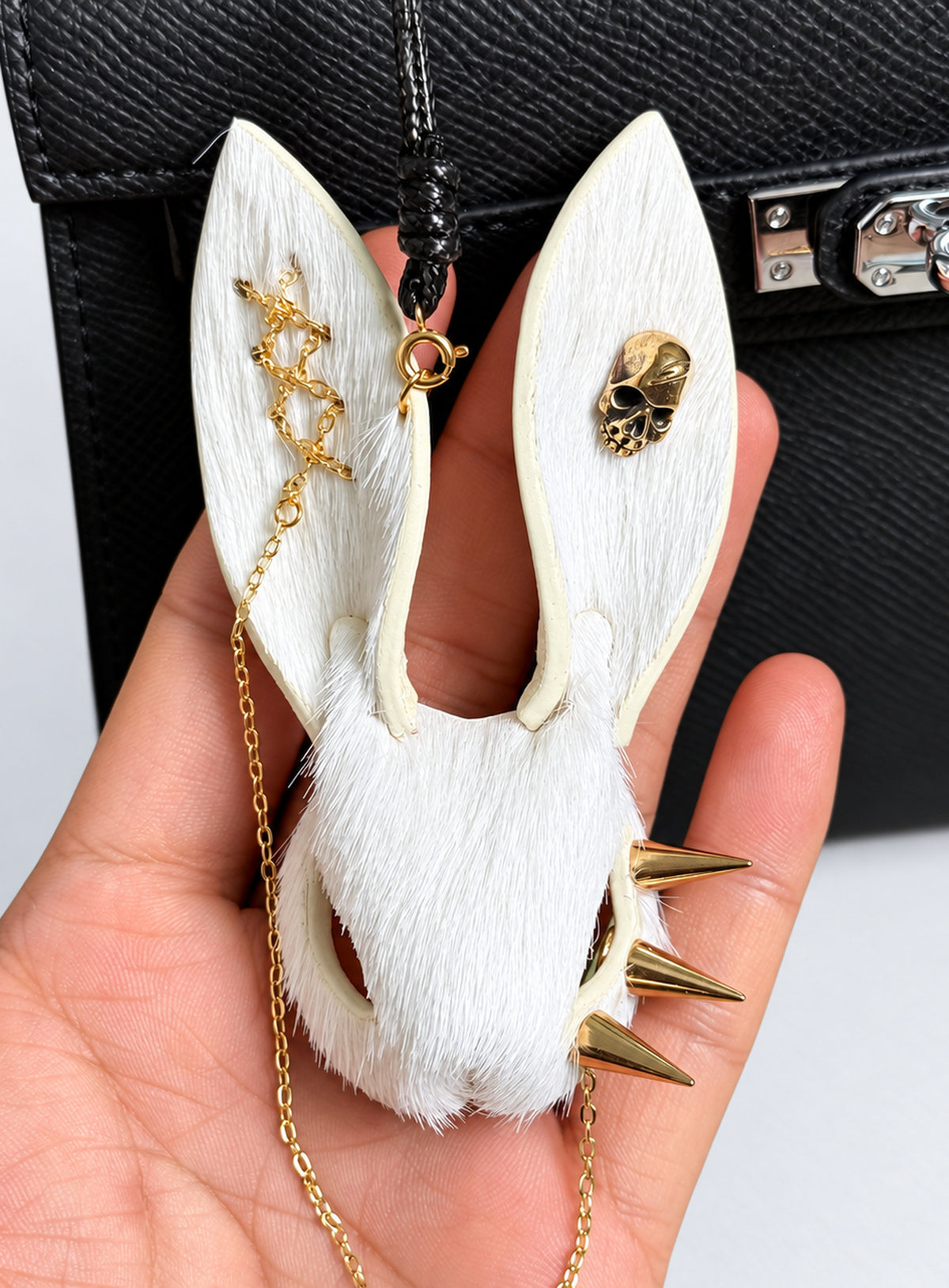White bunny bag charm