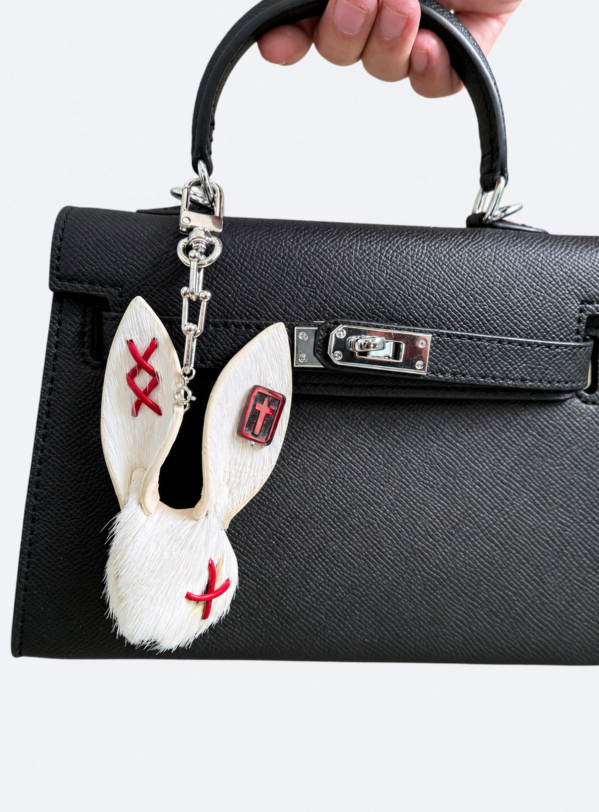 White bunny bag charm
