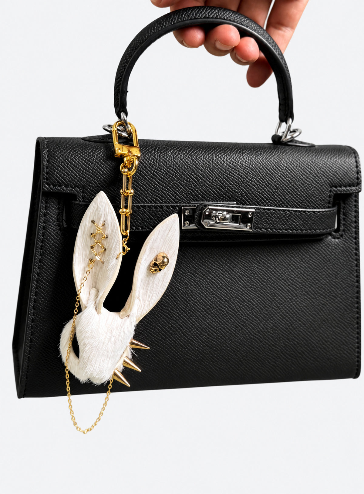 White bunny bag charm