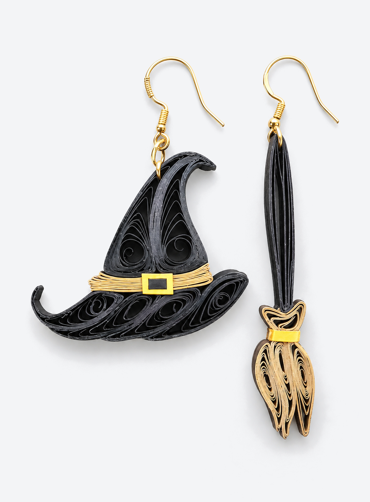 Witch Hat Broom Quilling Earrings