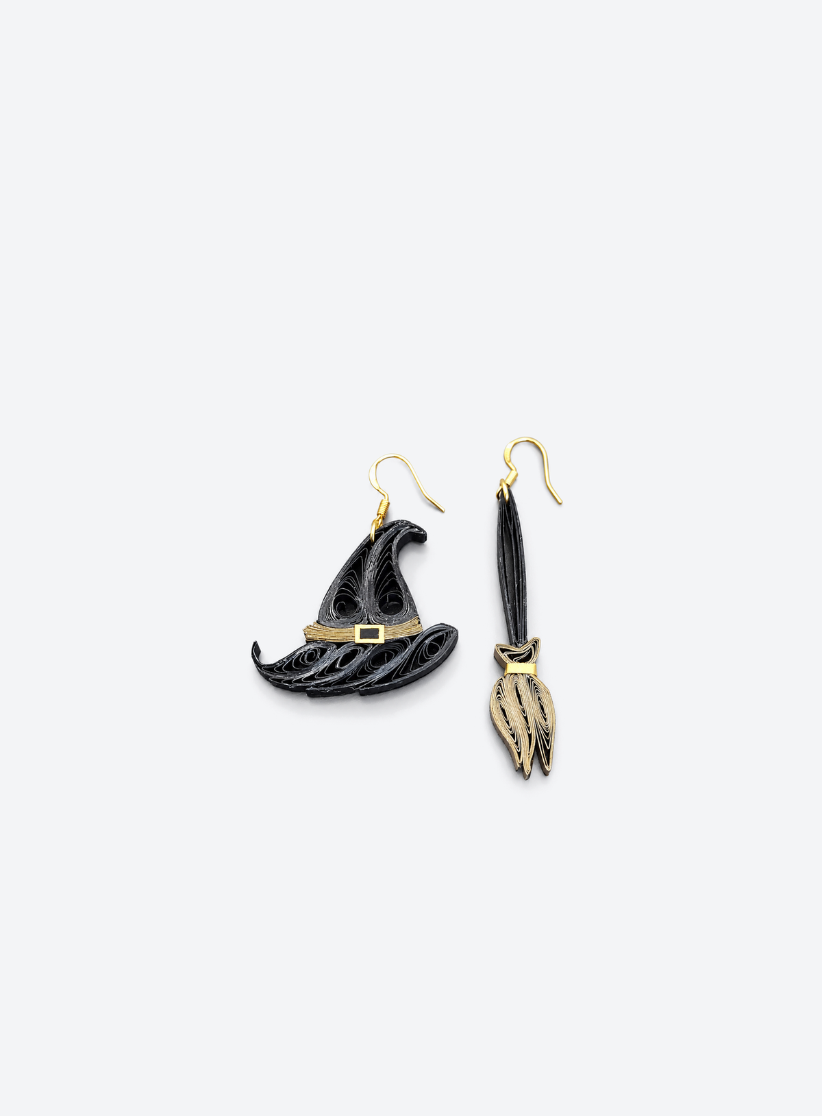 Witch Hat Broom Quilling Earrings