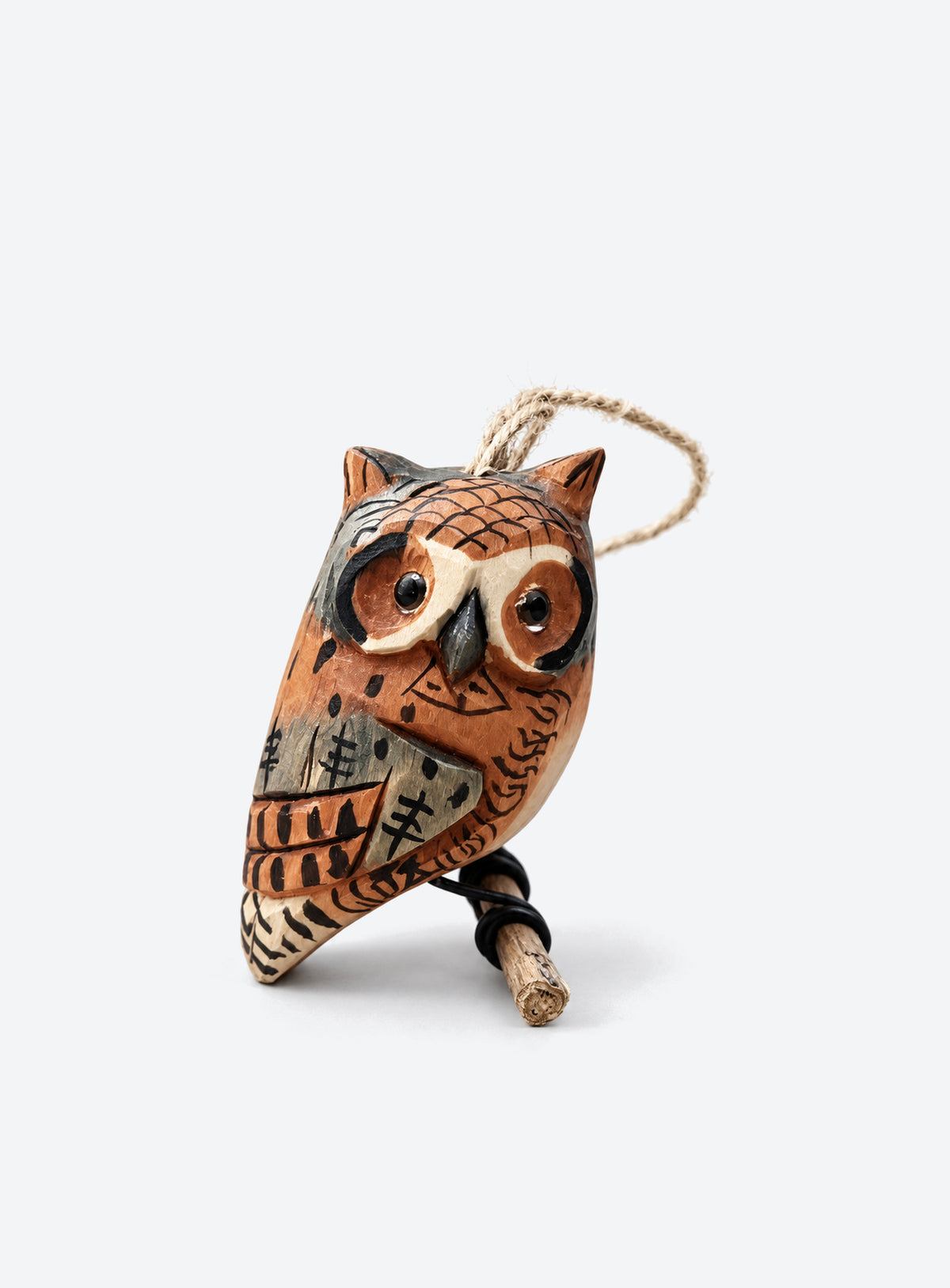 Wooden Owl Hanging Ornament (Tufted)